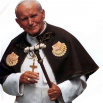 JP II wearing pilgrims cape